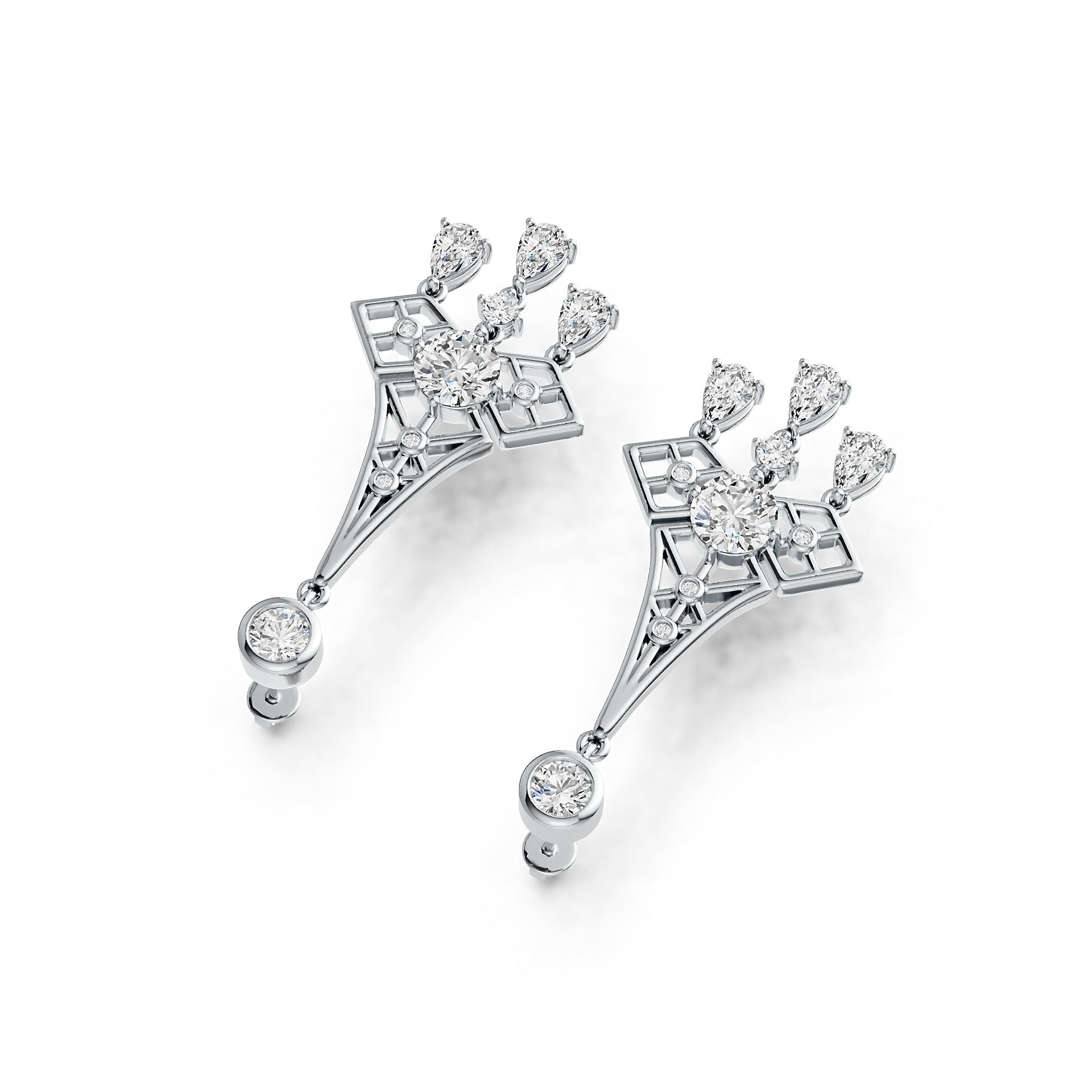 Platinum Semi Mount Earrings Setting Round RD 9x9mm Diamond Accent DHJ