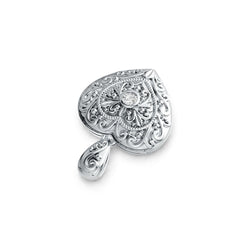 Sterling Silver Semi Mount Pendant Setting Round RD 3.5mm Filigree Heart Theme - Syzjewelry