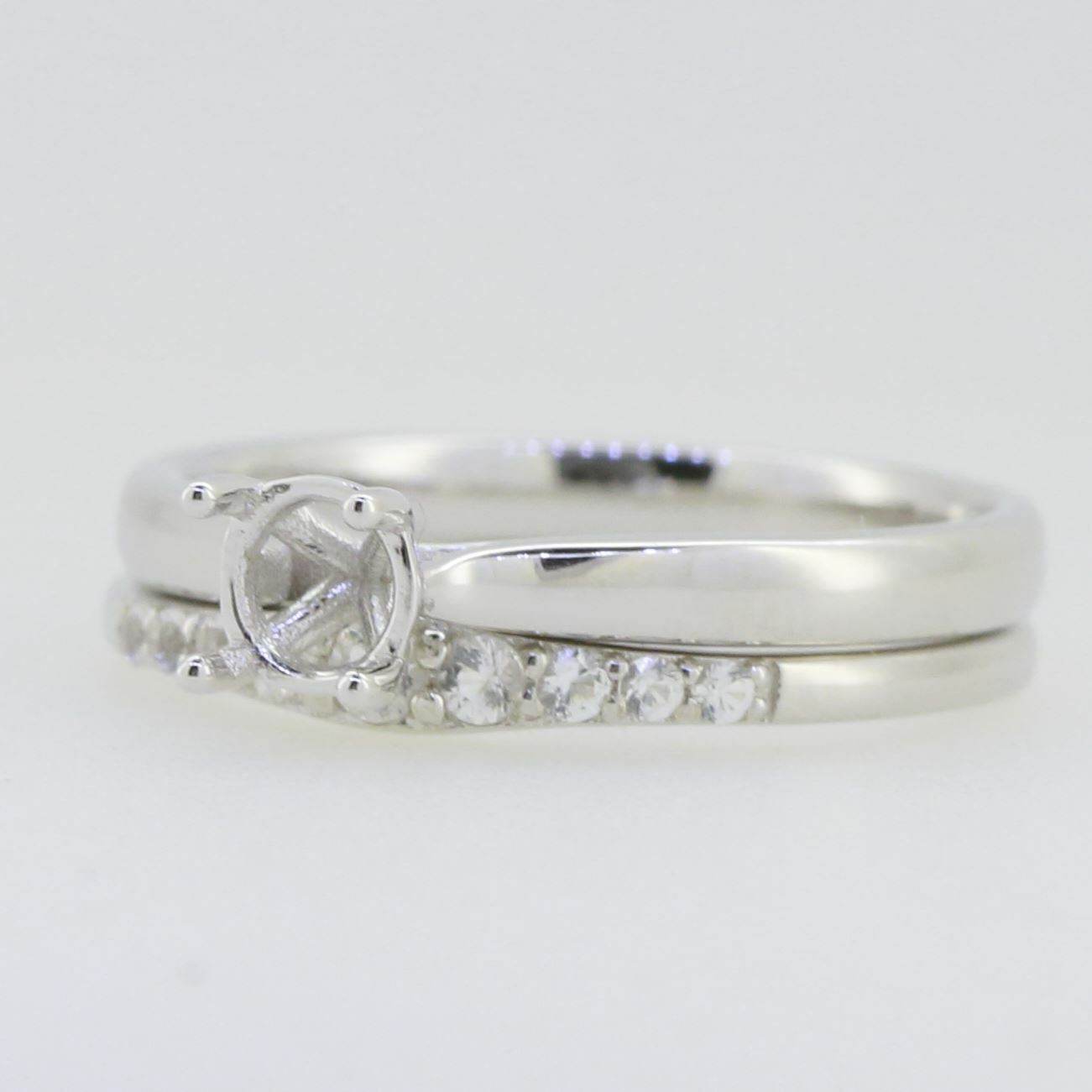 18K Gold Semi Mount Ring Setting Round RD 5x5mm Diamond Accent Syzjewelry
