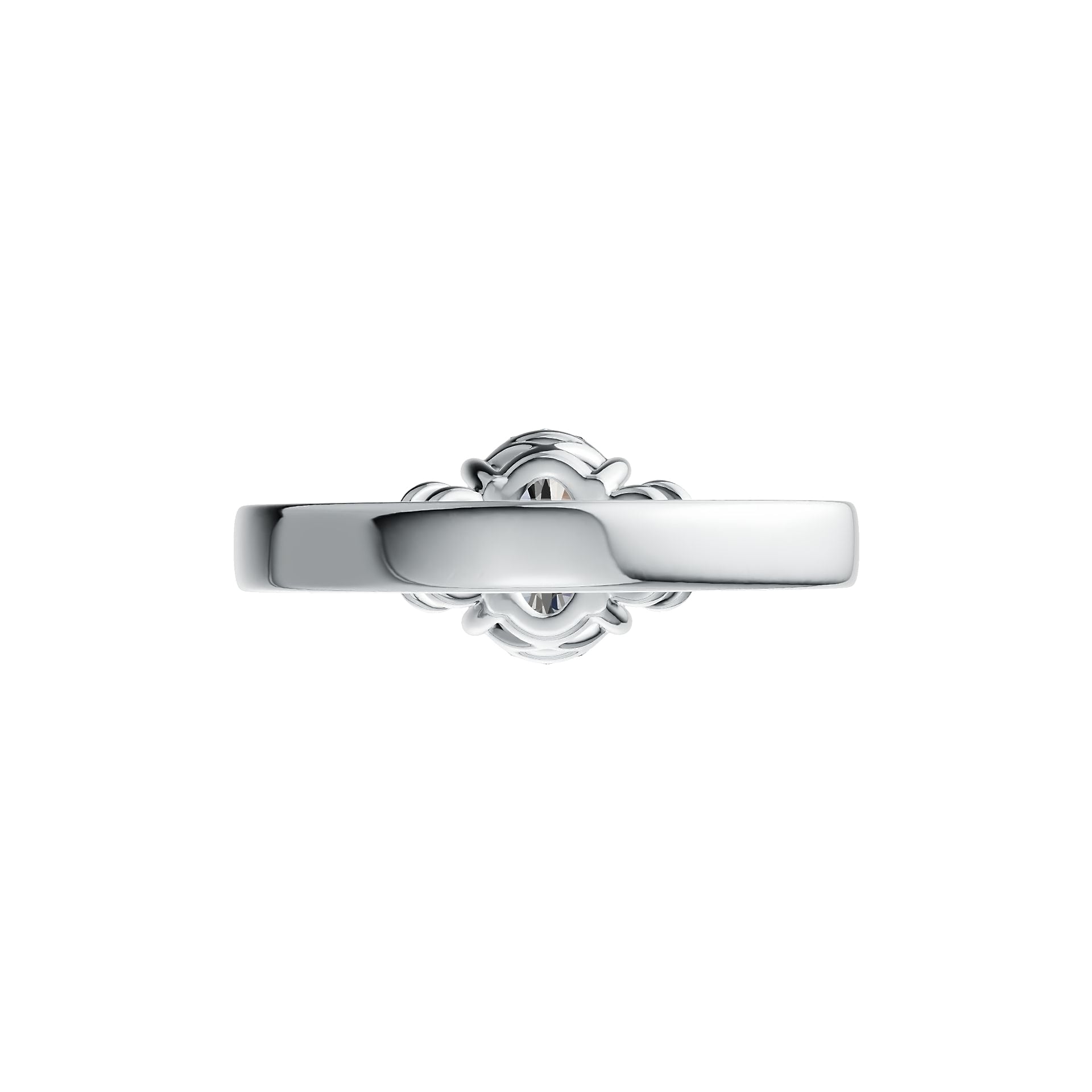 Platinum Semi Mount Ring Setting Oval OV 9X7mm Solitaire with White Topaz Diamond Accent DHJ
