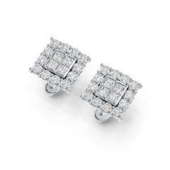 Sterling Silver Semi Mount Earrings Setting Princess SQ 3X3mm DHJ