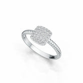 Sterling Silver Square Pave Ring with White Topaz or Moissanite DHJ