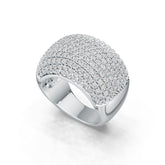 Sterling Silver Dome Pave Ring with White Topaz or Moissanite DHJ