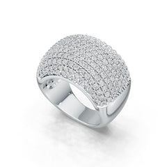 Sterling Silver Dome Pave Ring with White Topaz or Moissanite DHJ