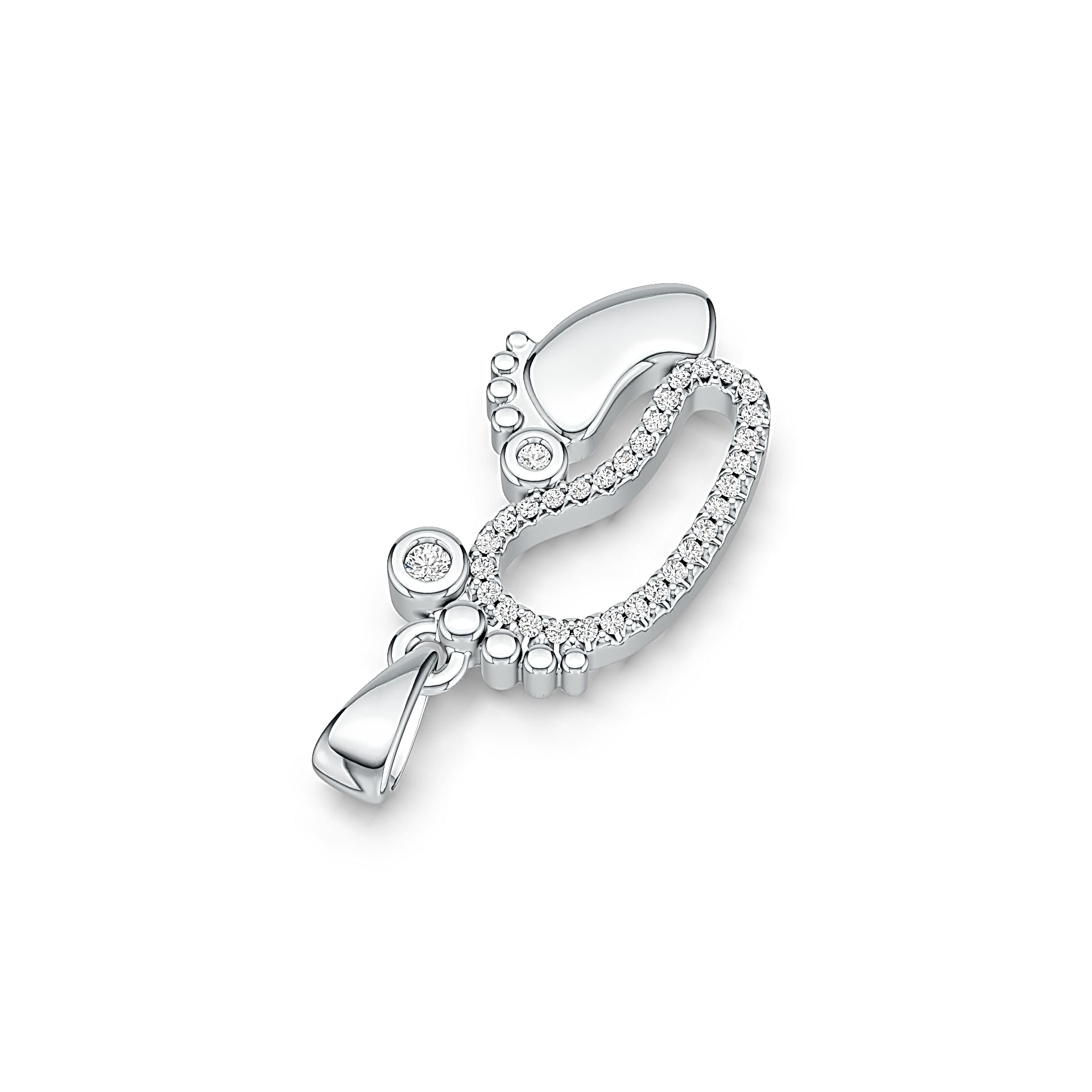 Sterling Silver Semi Mount Pendant Setting Round RD 2x2mm Mom and Baby Feet Pendant DHJ