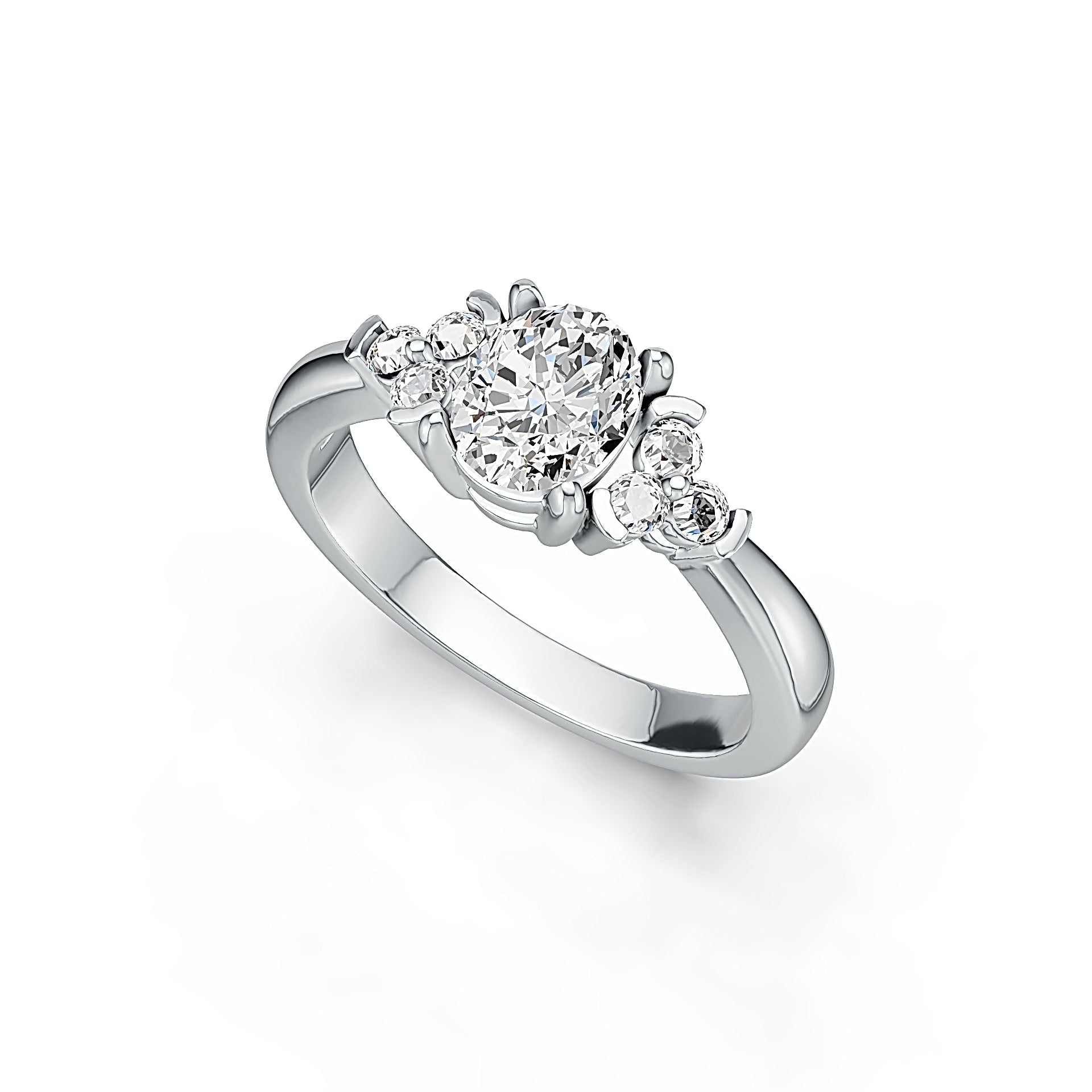 Sterling Silver Semi Mount Ring Setting Oval OV 6x5mm With Accent White Topaz Syzjewelry