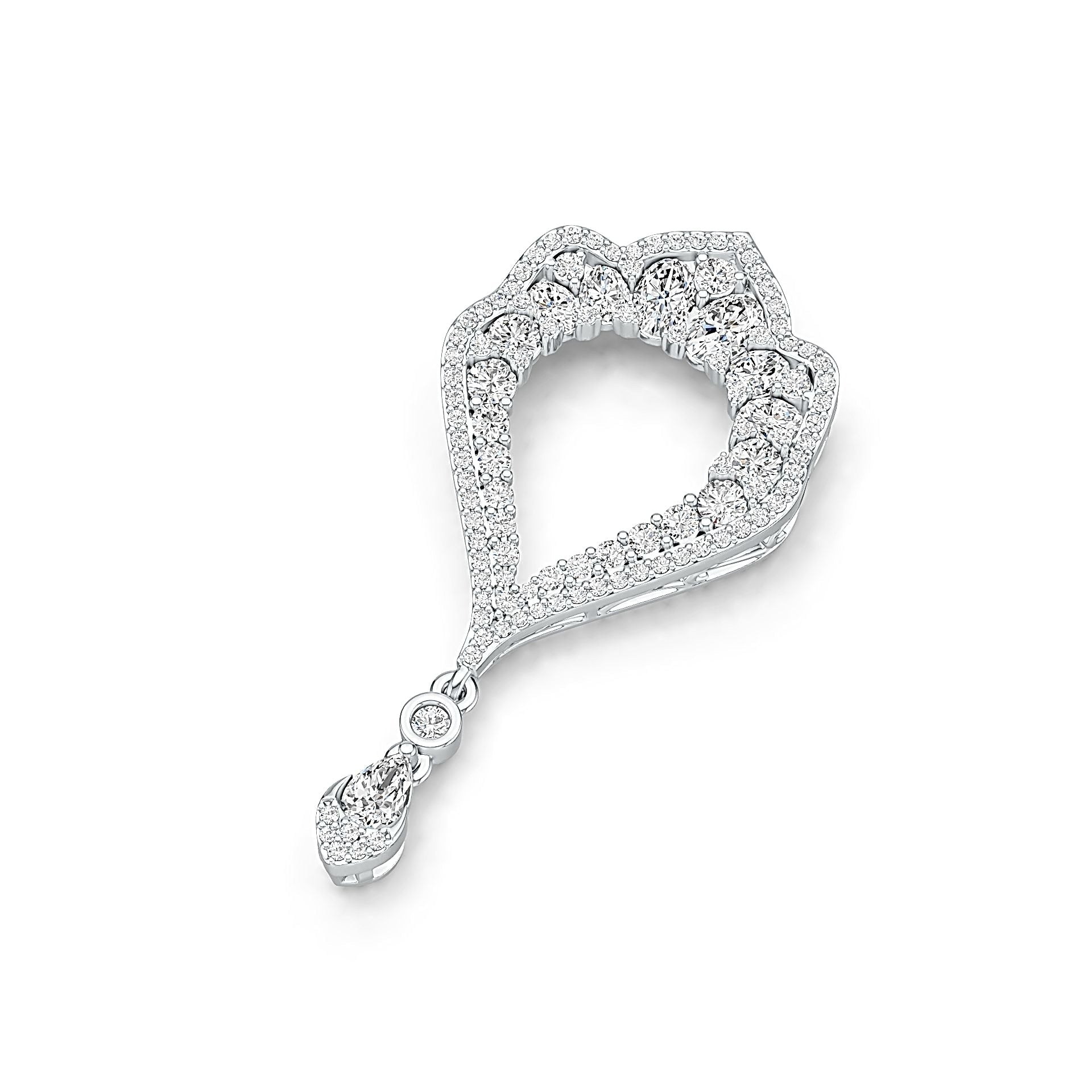 Platinum Semi Mount Pendant Setting Oval OV 6X4mm Diamond Accent DHJ