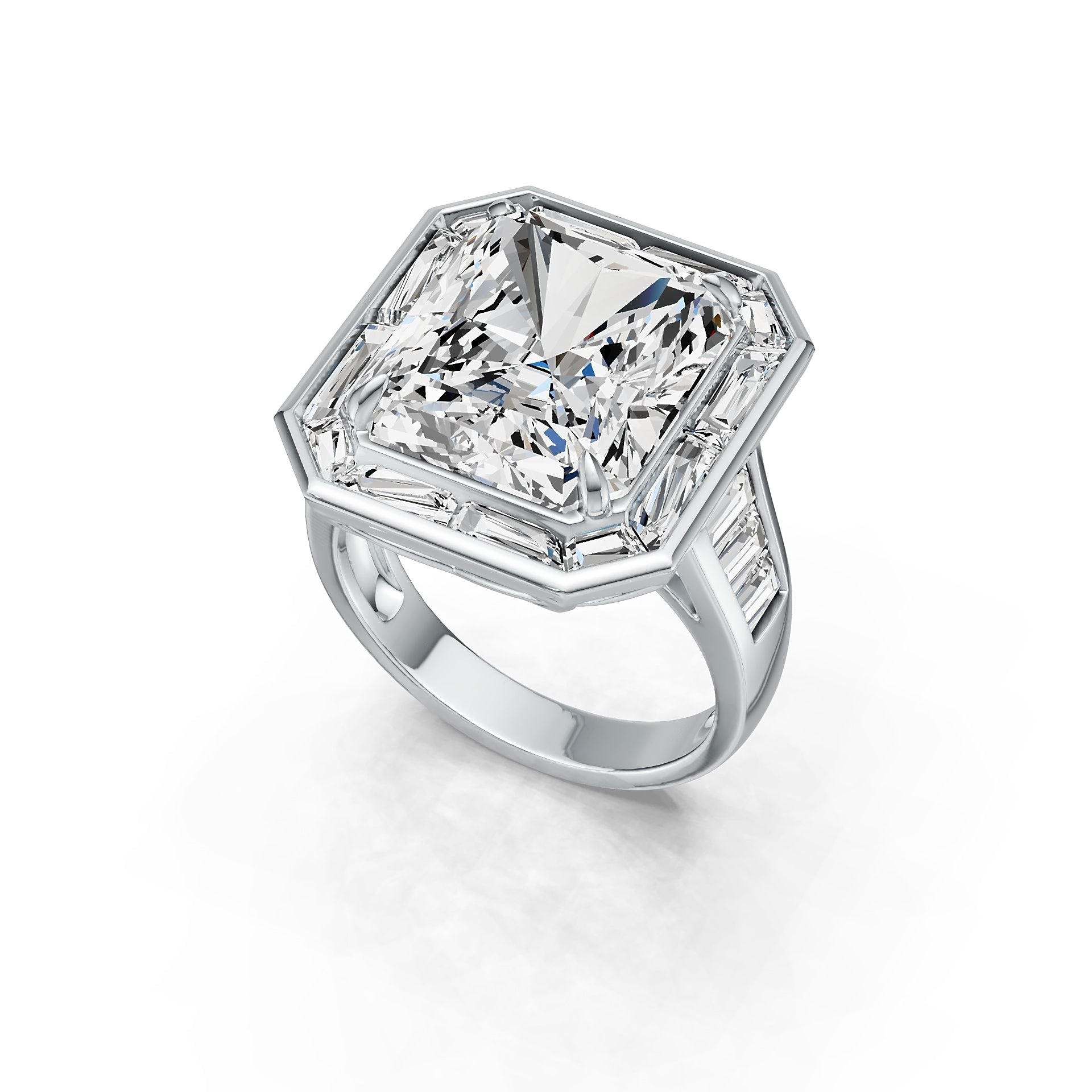 Sterling Silver Semi Mount Ring Setting Emerald OCT 15x13mm DHJ