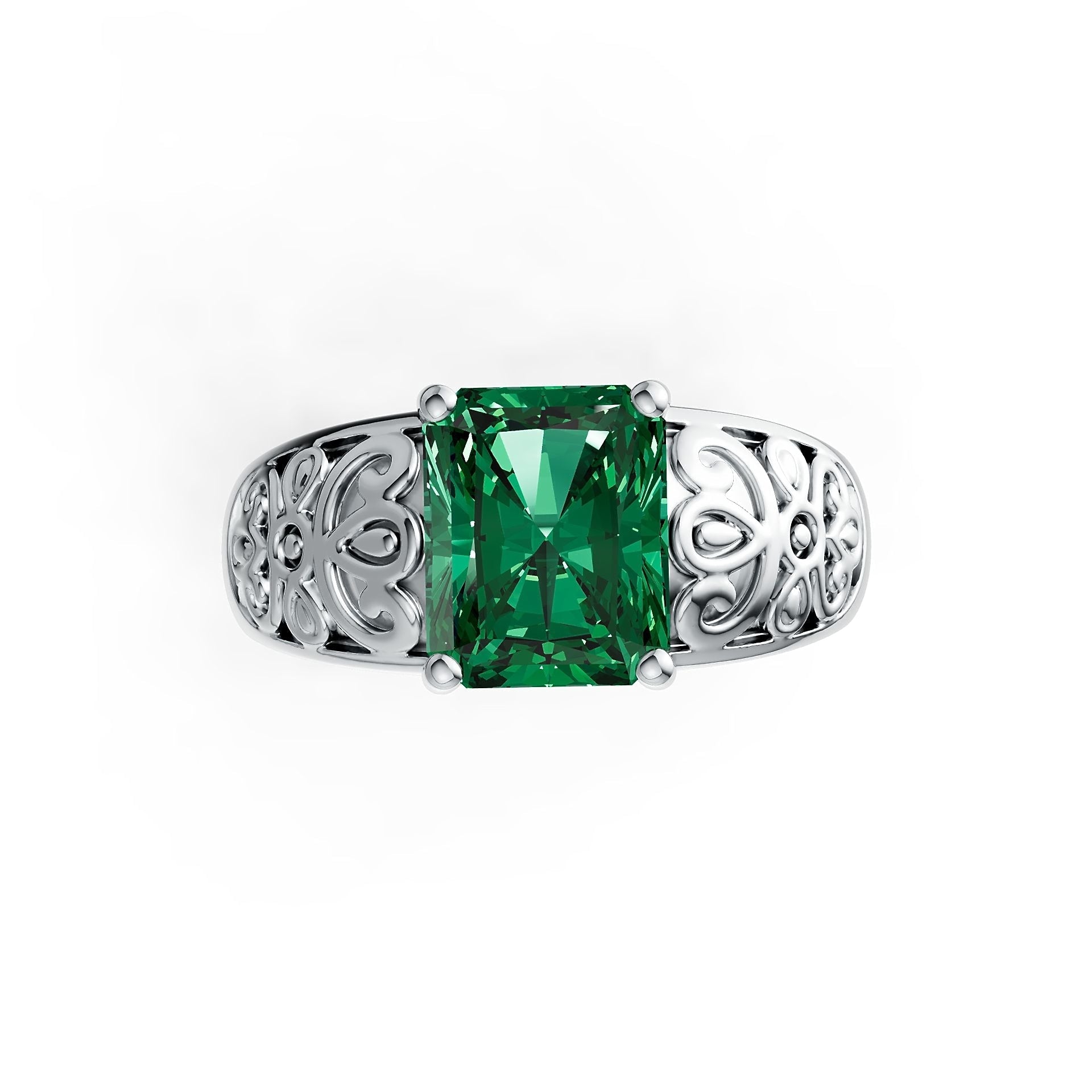 14K Gold Semi Mount Ring Setting Emerald OCT 10X8mm Vintage-Inspired Filigree DHJ