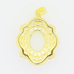 18K Gold Semi Mount Pendant Setting Oval OV 10x8mm Diamond Accent Syzjewelry
