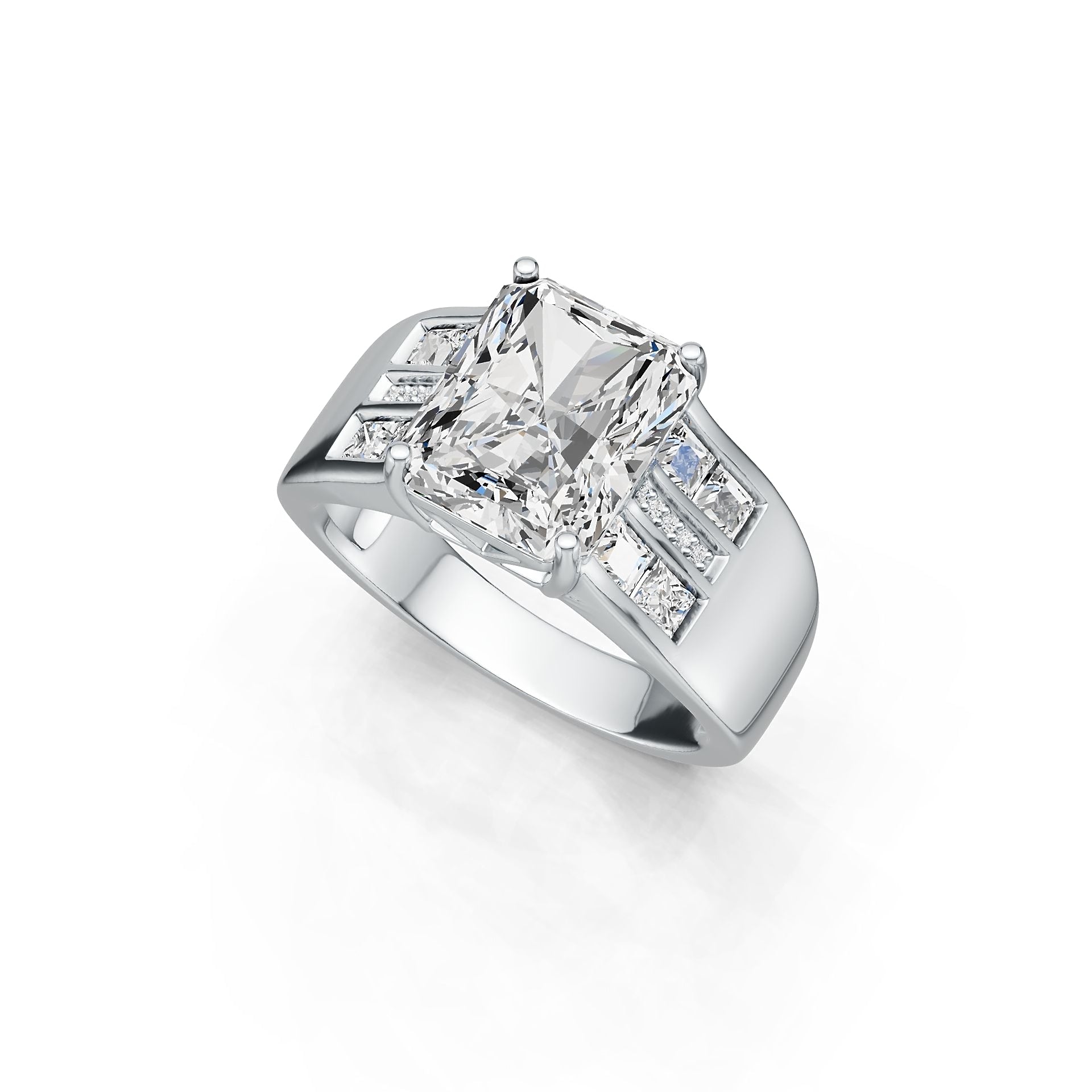 Sterling Silver Semi Mount Ring Setting Emerald OCT 11X9mm DHJ