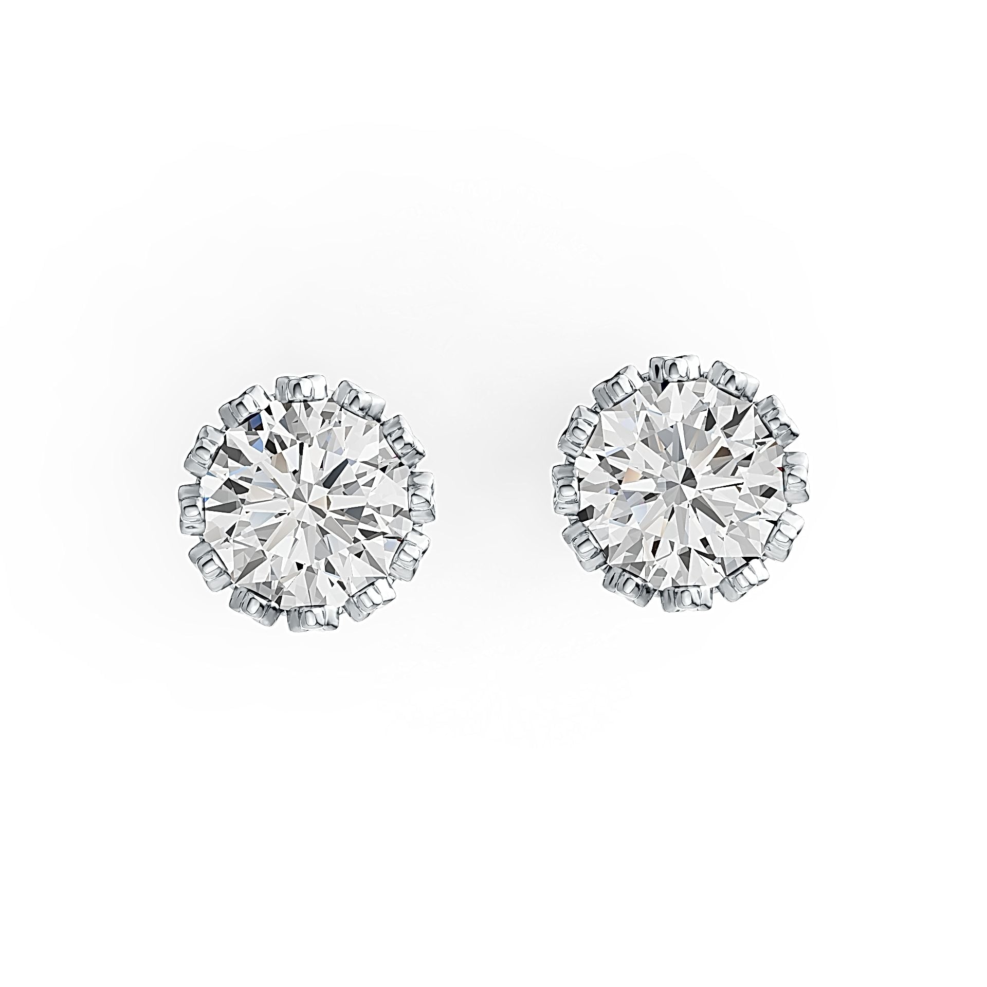 10K Gold Semi Mount Earrings Setting Round RD 6x6mm Stud Moissanite Accent DHJ