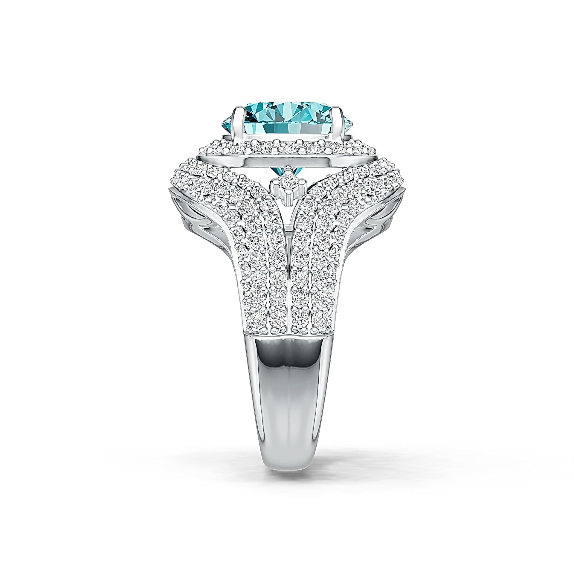 14K Gold Semi Mount Ring Setting Round RD 11x11mm White Topaz Diamond Accent DHJ