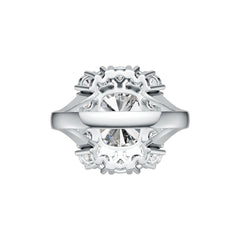 Platinum Semi Mount Ring Setting Cushion CU 11X9mm TRI 3X3mm RD 3mm DHJ