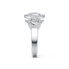 Platinum Ring with or Moissanite Heart Theme Twisted Band Diamond Accent DHJ