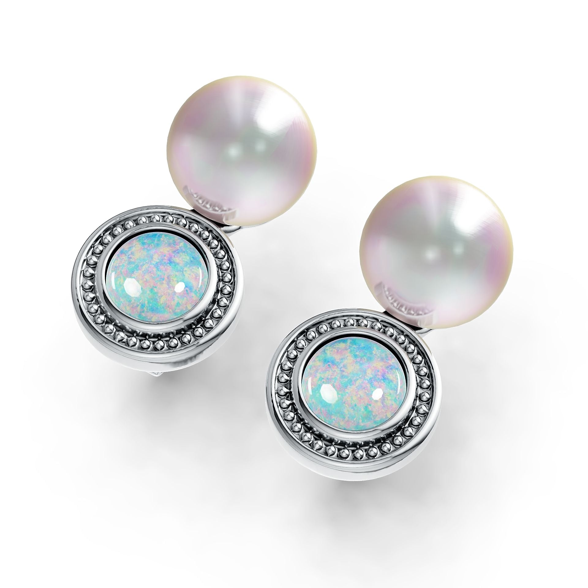 Sterling Silver Semi Mount Earrings Setting Round RD 9x9mm RD Cab 6X6mm DHJ