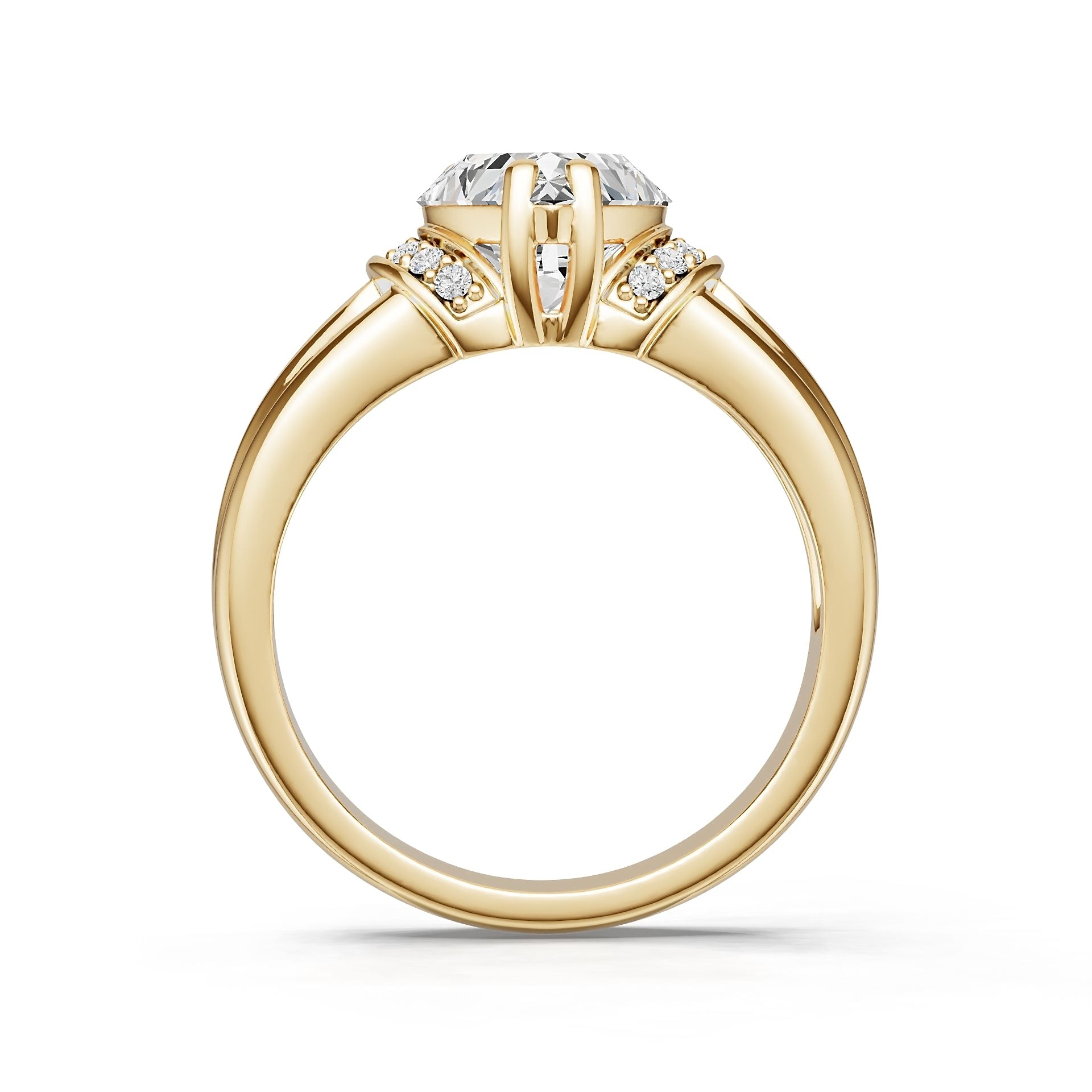 10K Gold Semi Mount Ring Setting Round Ro 10x8mm Moissanite Accent Syz Jewelry