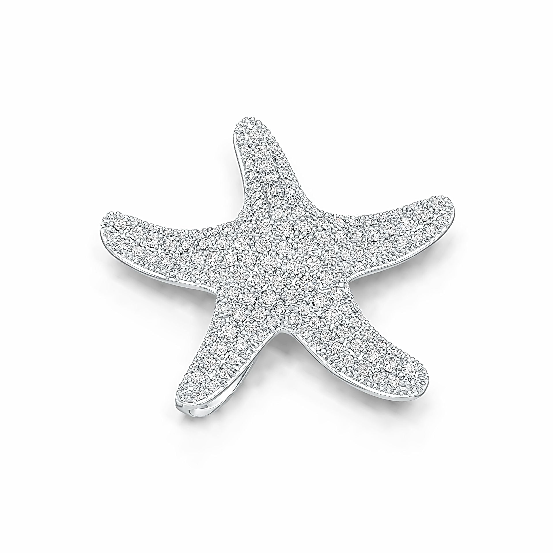 Sterling Silver Pendant Starfish Theme with White Topaz or Moissanite DHJ