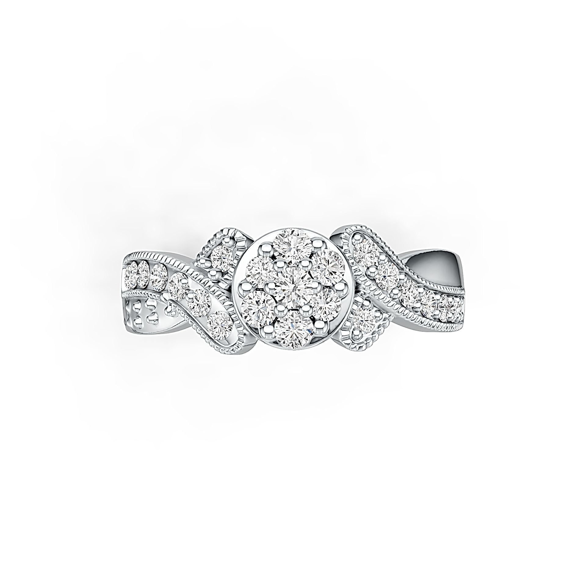 14K Gold Semi Mount Ring Setting Round RD 3x3mm Diamond Accent DHJ
