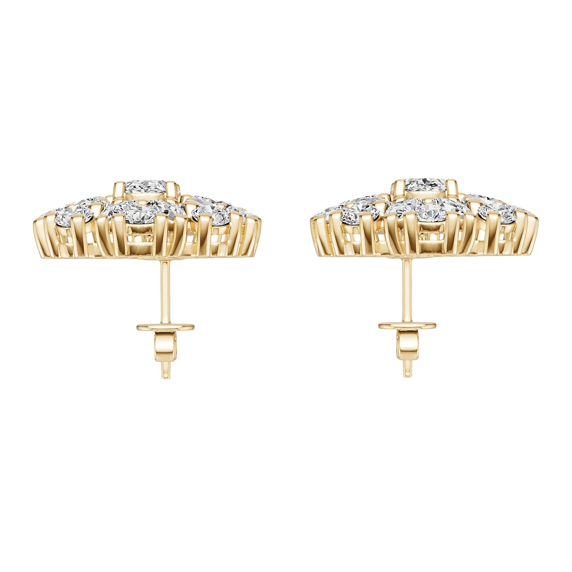 18K Gold Semi Mount Earrings Setting Round Ro 5x5mm Diamond Accent Syz Jewelry