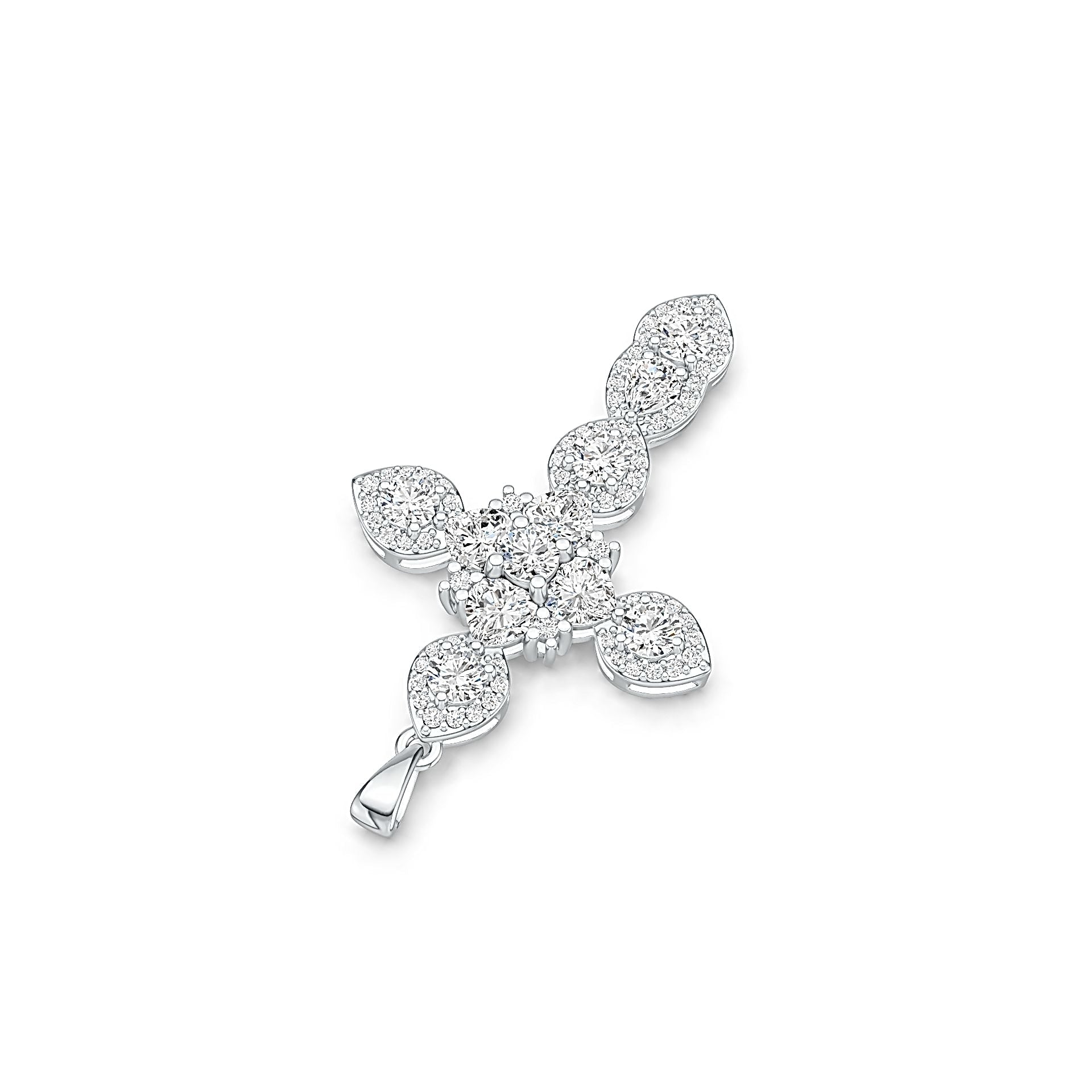 18K Gold Semi Mount Pendant Setting Heart HT 5X5mm PE 5X4mm RD 4X4mm Diamond Accent DHJ