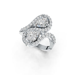 Sterling Silver Semi Mount Ring Setting Pear PE 8X6mm Bypass DHJ