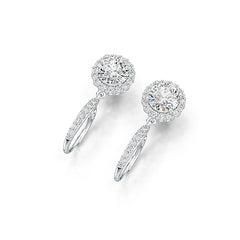 Sterling Silver Semi Mount Earrings Setting Round RD 8x8mm Halo Drop Earrings DHJ