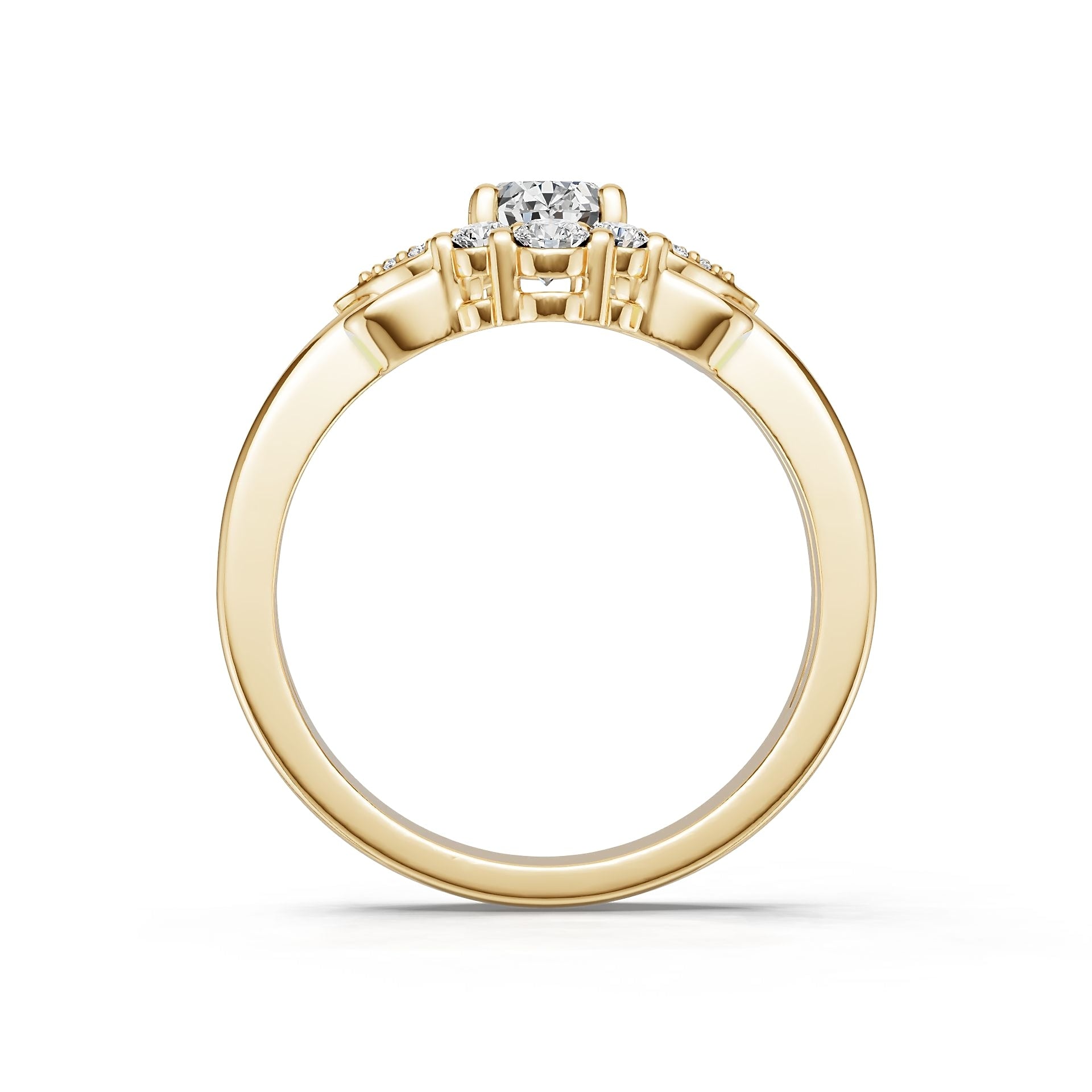 18K Gold Semi Mount Ring Setting Oval Ov 7x5mm Diamond Accent Syz Jewelry