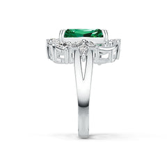 Platinum Semi Mount Ring Setting Emerald OCT 12x10mm Art Deco Diamond Accent DHJ