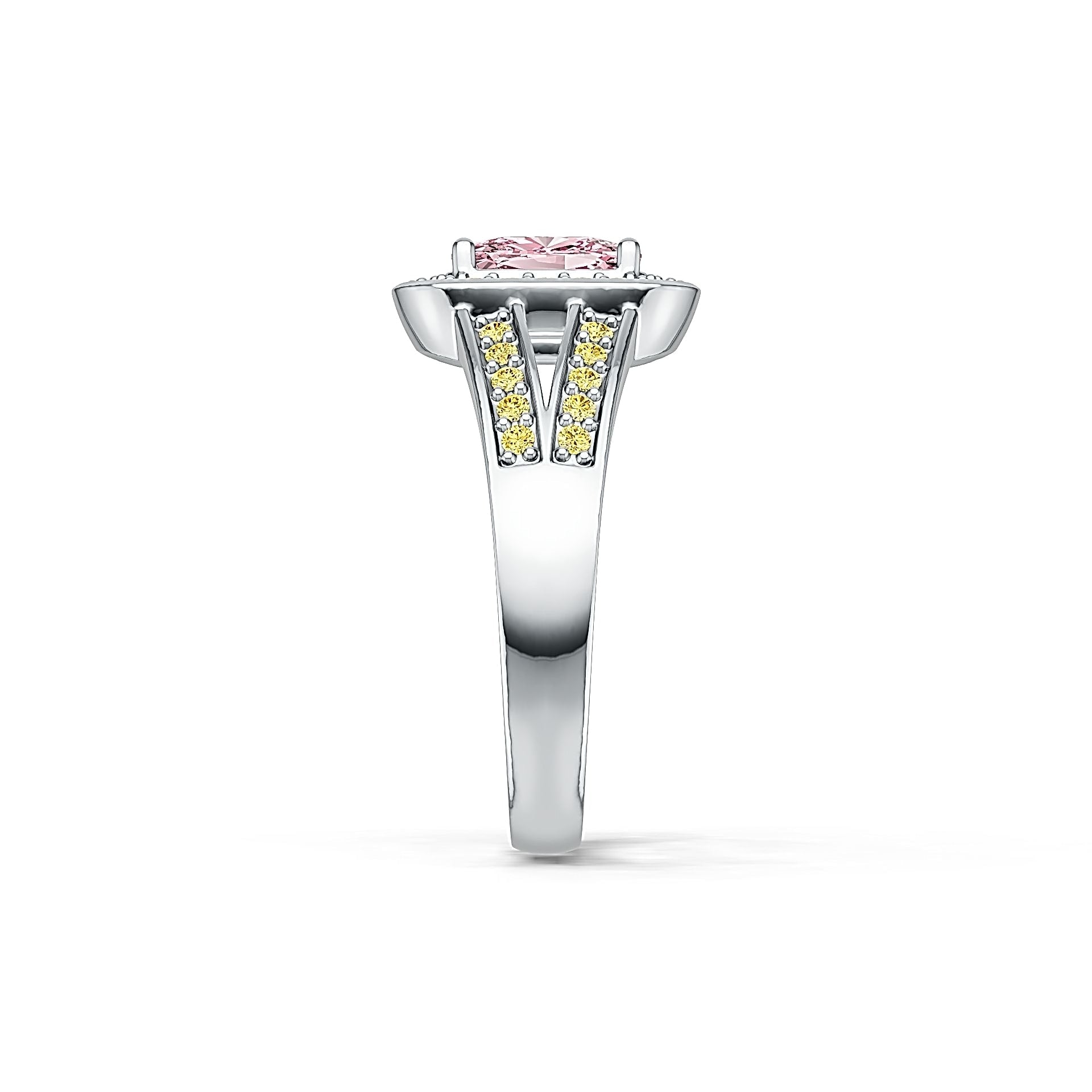 18K Gold Semi Mount Ring Setting Cushion CU 7x5mm Halo Split Shank Diamond Accent Syzjewelry