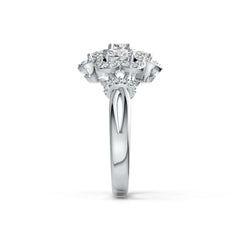 14K Gold Semi Mount Ring Setting Oval OV 5x3mm RD 4x4mm Diamond Accent DHJ