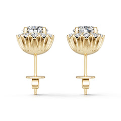 18K Gold Semi Mount Earrings Setting Round Ro 6x6mm Diamond Accent Syz Jewelry