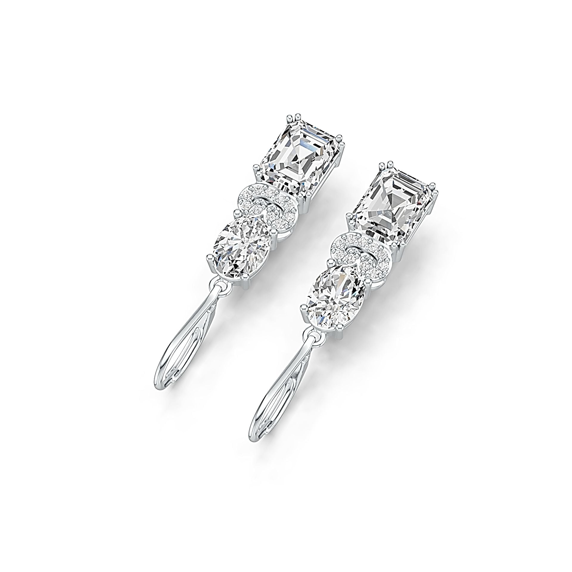 Sterling Silver Semi Mount Earrings Setting Emerald OCT 9X7mm OV 8X6mm DHJ