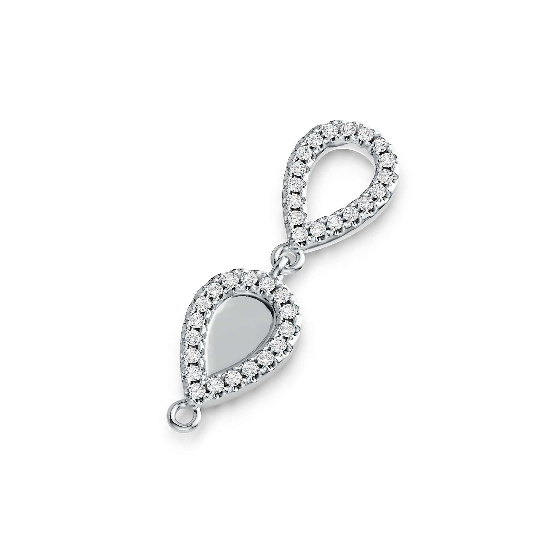 14K Gold Pendant Double Pear-Shaped with or Moissanite Diamond Accent DHJ
