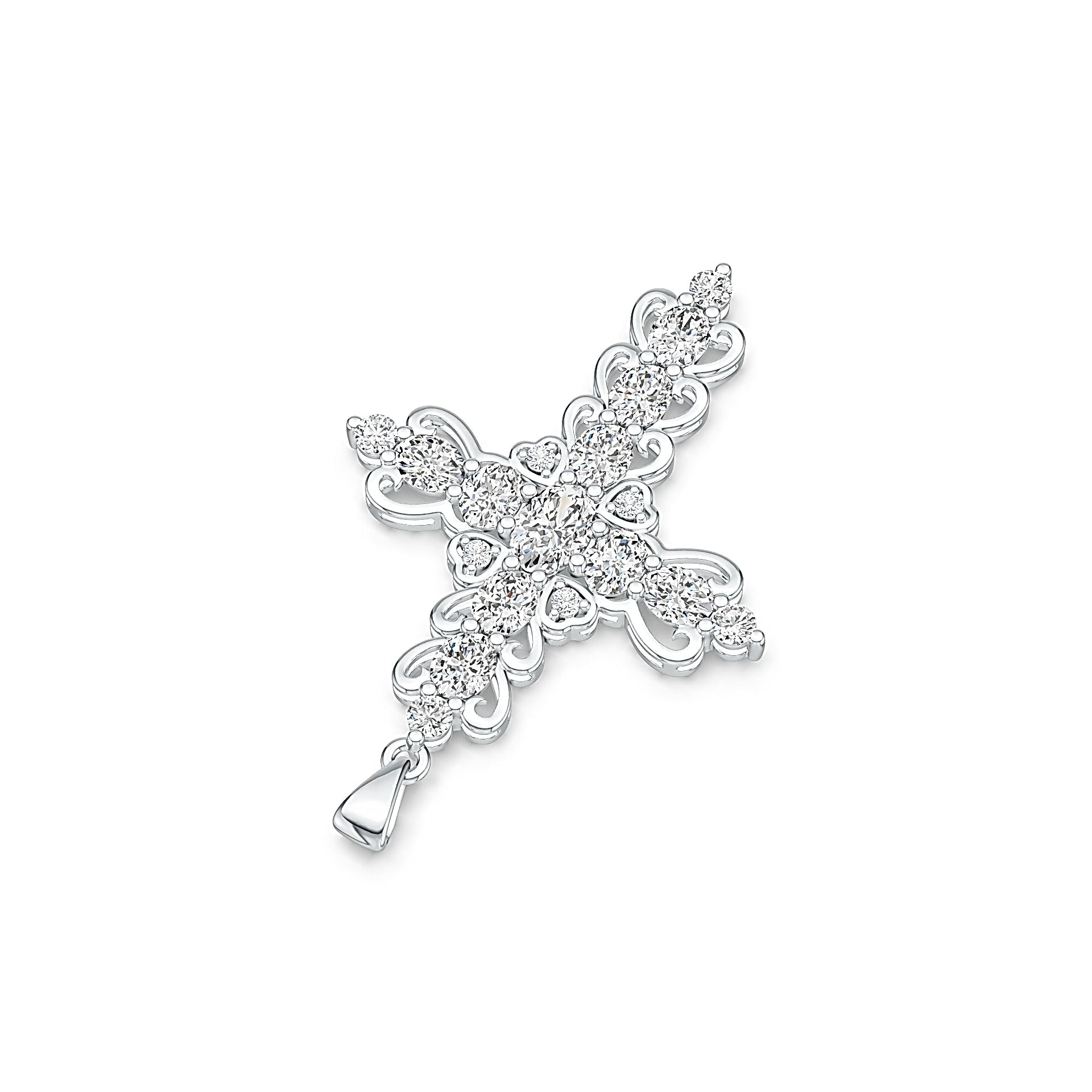 Platinum Semi Mount Pendant Setting Oval OV 7X5mm Diamond Accent DHJ