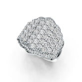 Sterling Silver Cocktail Ring Scalloped with White Topaz or Moissanite DHJ