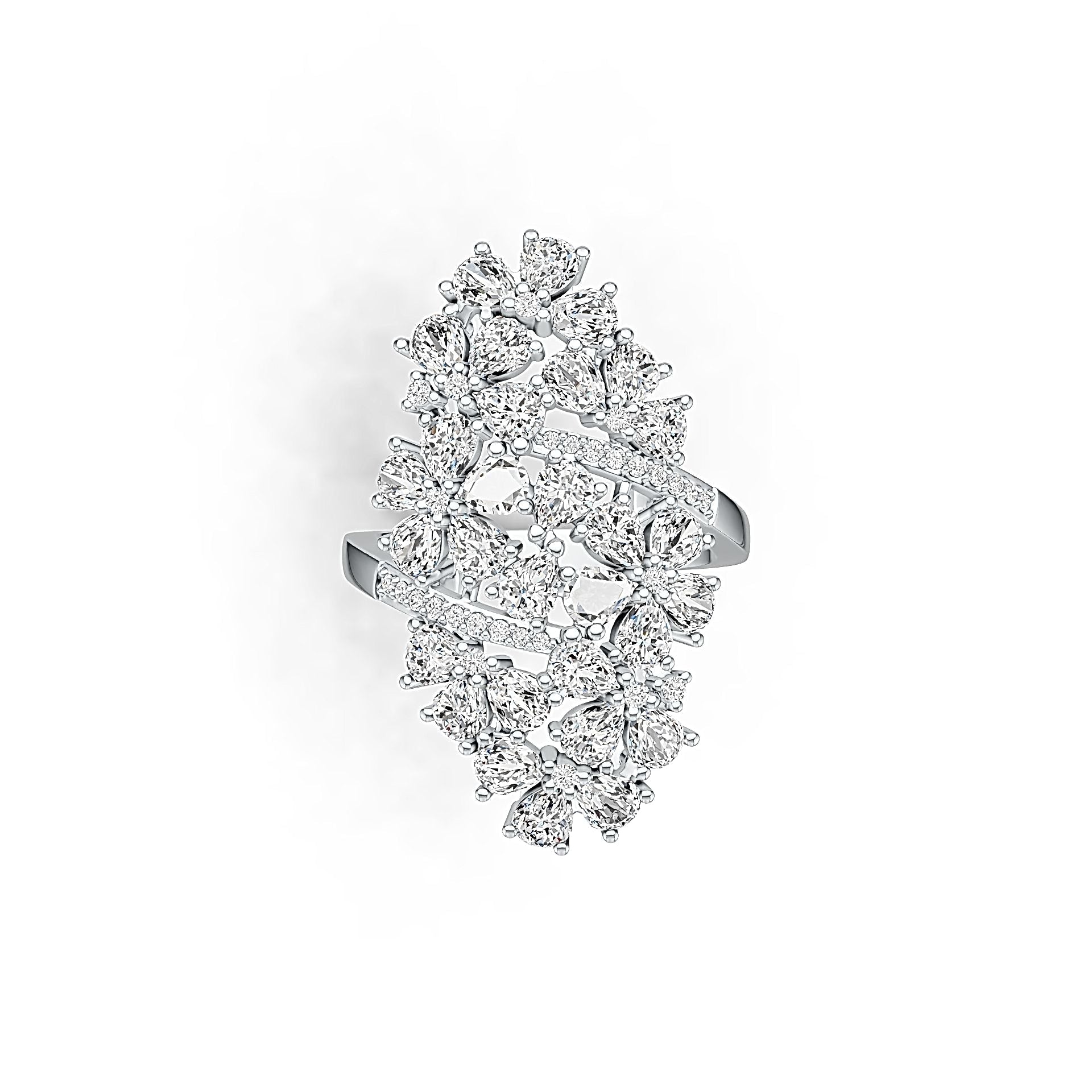 10K Gold Cocktail Cluster Ring with or Moissanite Moissanite Accent DHJ