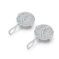 Sterling Silver Earrings Dangling Cluster Round-Shaped with White Topaz or Moissanite DHJ