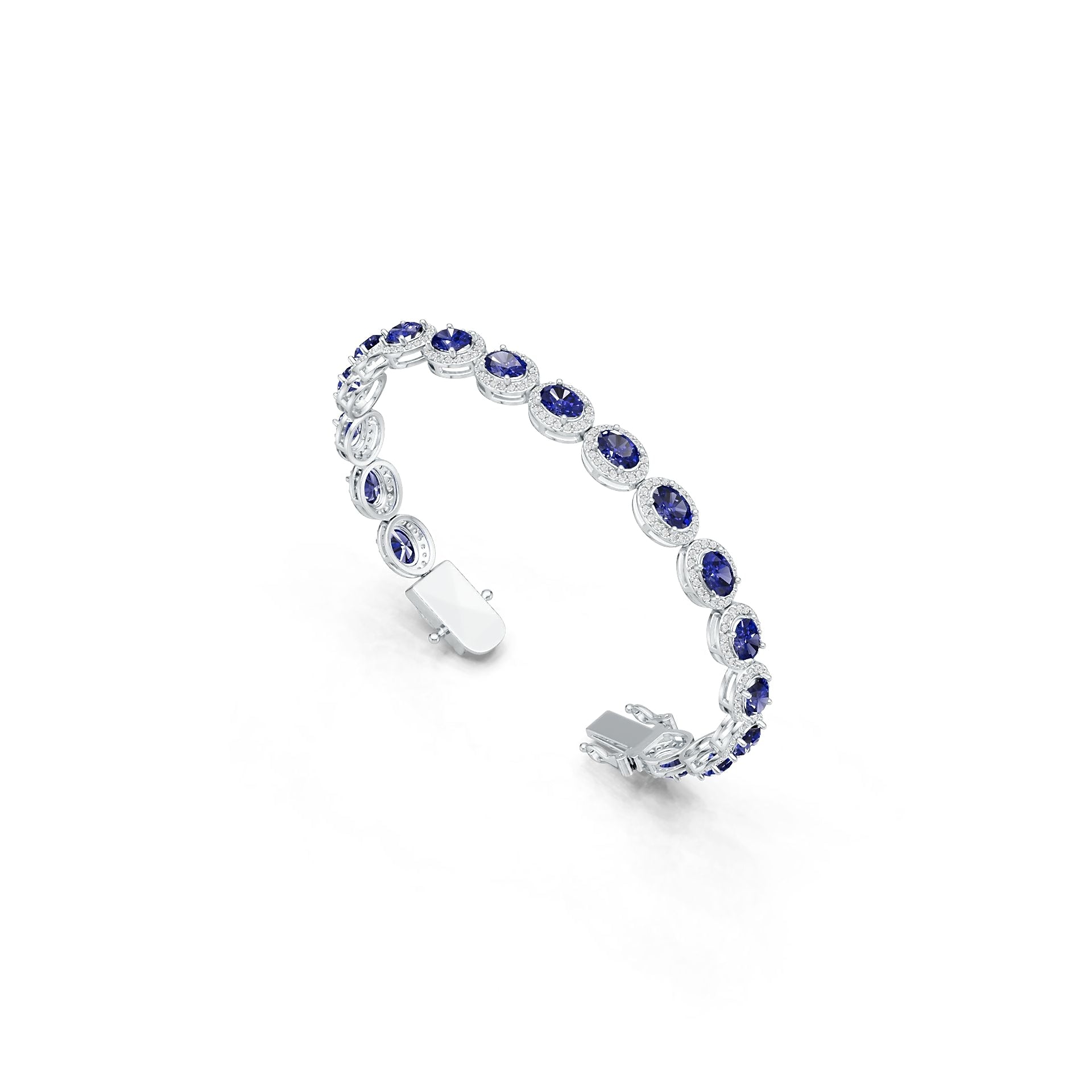Sterling Silver Semi Mount Bracelet Setting Oval OV 7x5mm Halo Tennis Syzjewelry