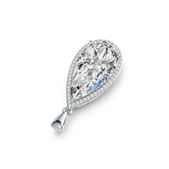 14K Gold Semi Mount Pendant Setting Pear PE 25X13mm Halo Diamond Accent DHJ