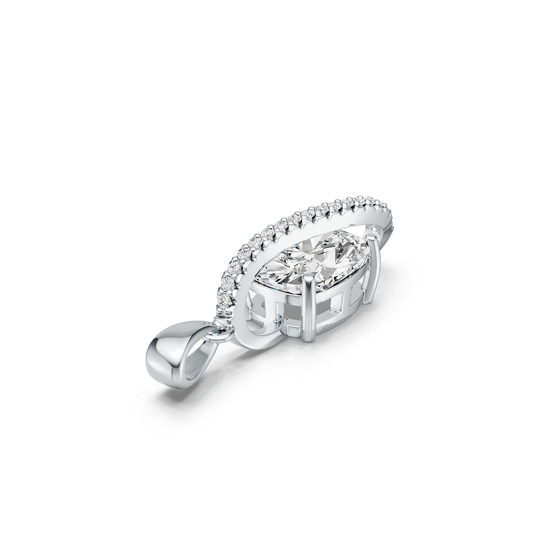 Platinum Semi Mount Pendant Setting Cushion CU 10X8mm Diamond Accent DHJ