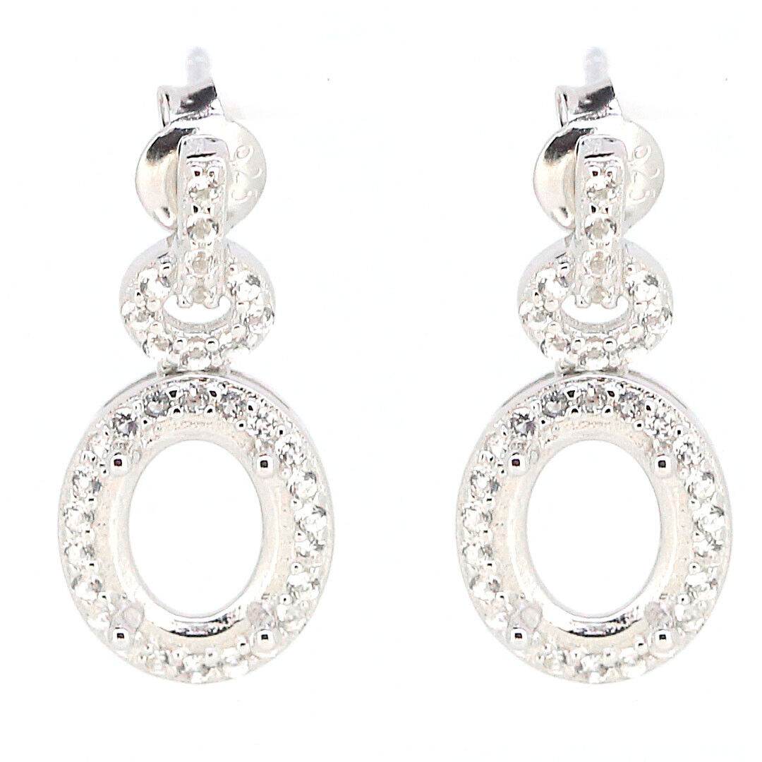 Platinum Semi Mount Earrings Setting Oval OV 9x7mm Dangle White Diamond Accent Syzjewelry