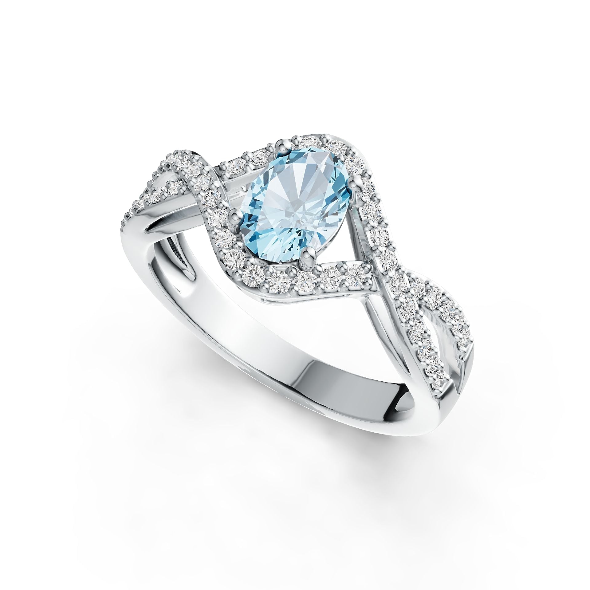Sterling Silver Semi Mount Ring Setting Oval OV 7X5mm with White Topaz Syzjewelry