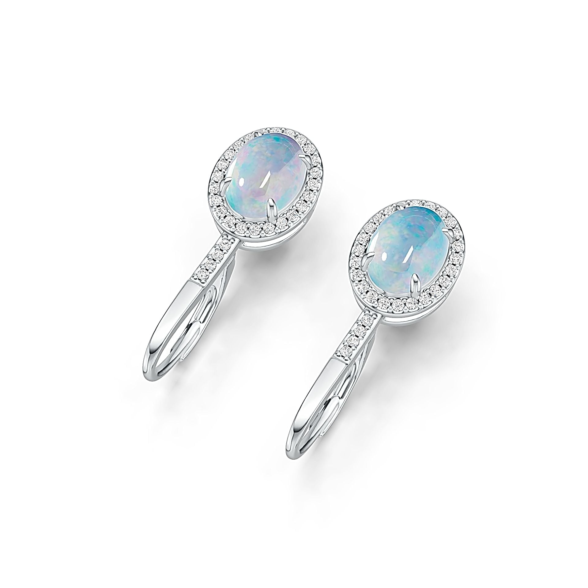 Platinum Semi Mount Earrings Setting Oval OV 8X6mm Diamond Accent DHJ