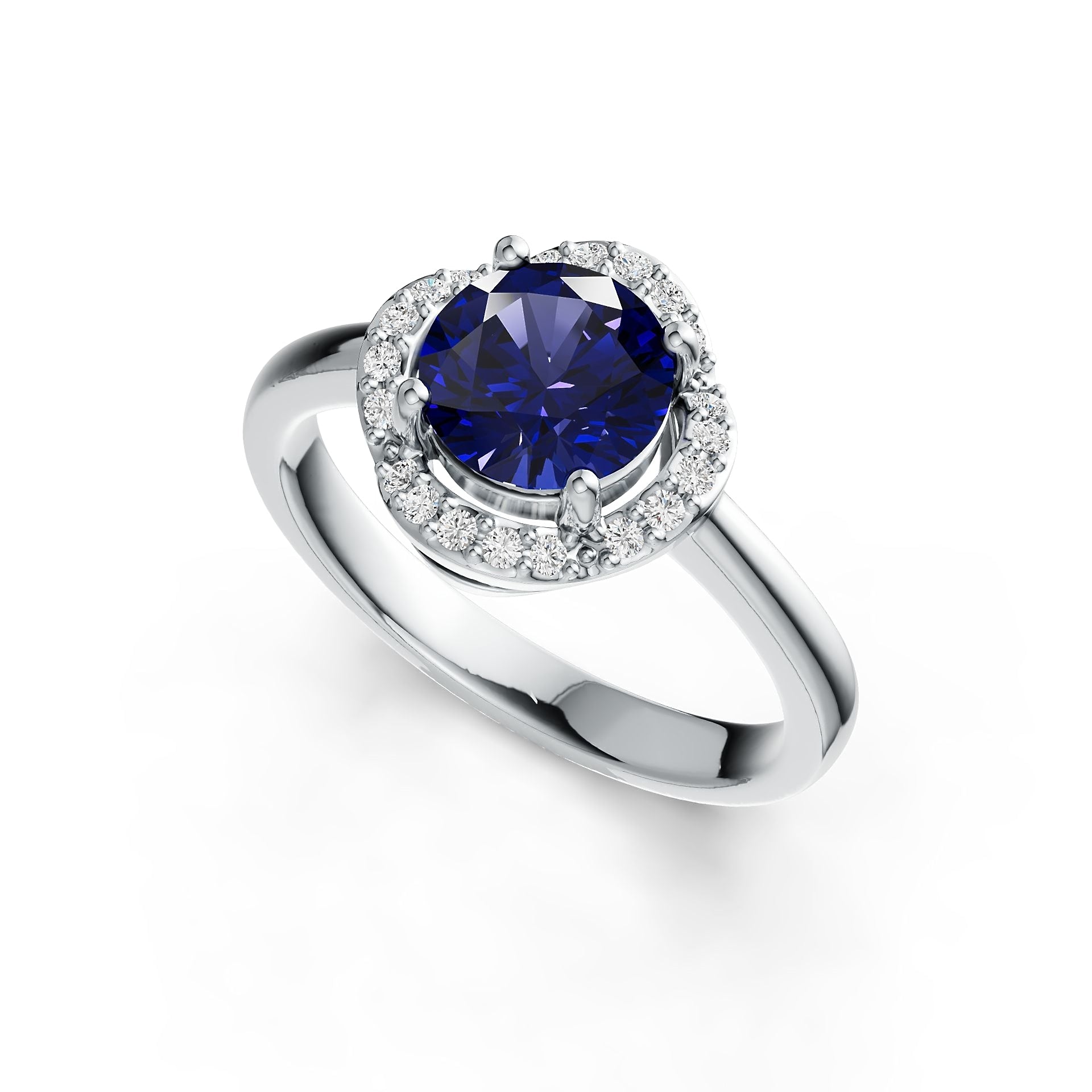 Sterling Silver Semi Mount Ring Setting Round 7X7mm Halo Syzjewelry