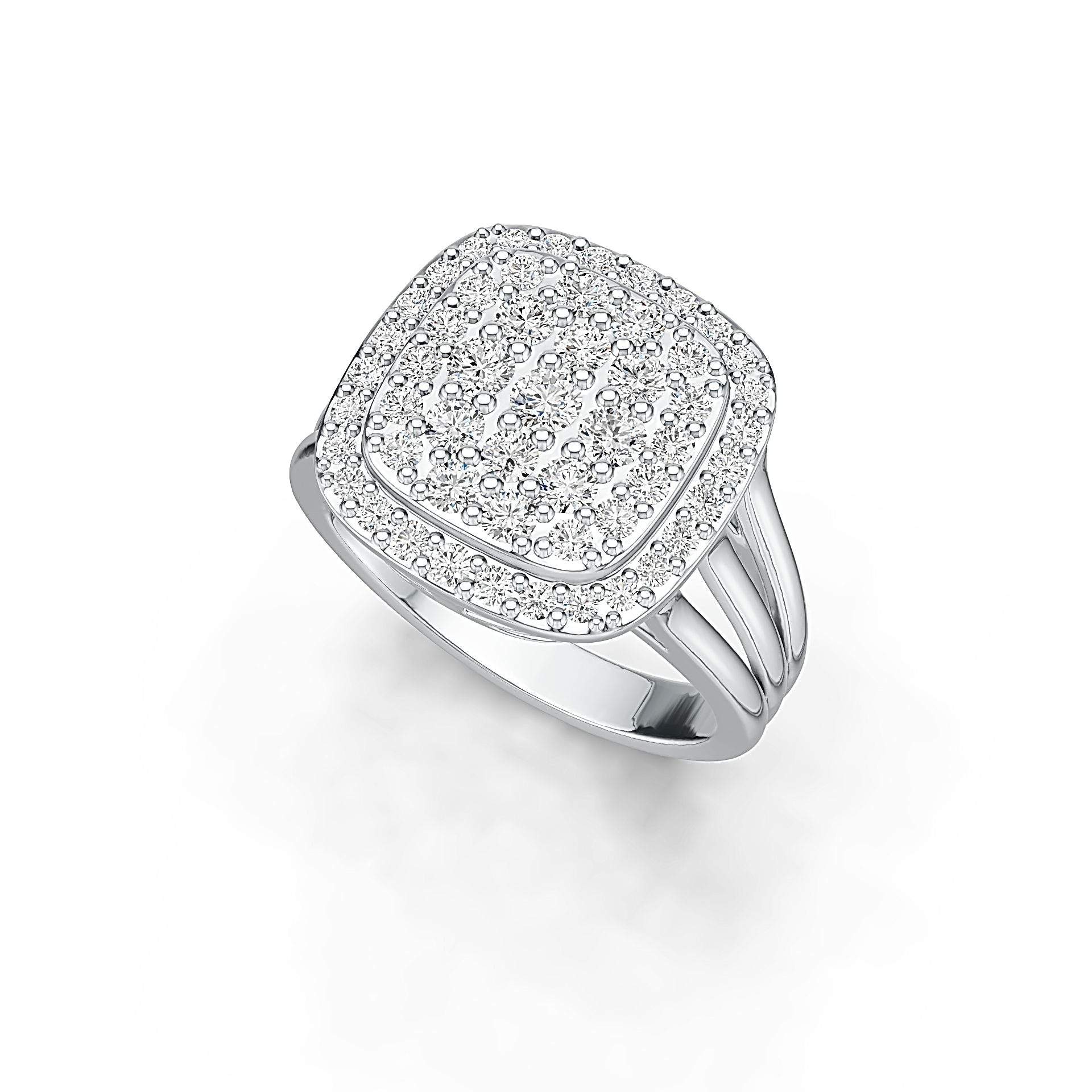 Sterling Silver Cluster Engagement Ring with White Topaz or Moissanite DHJ