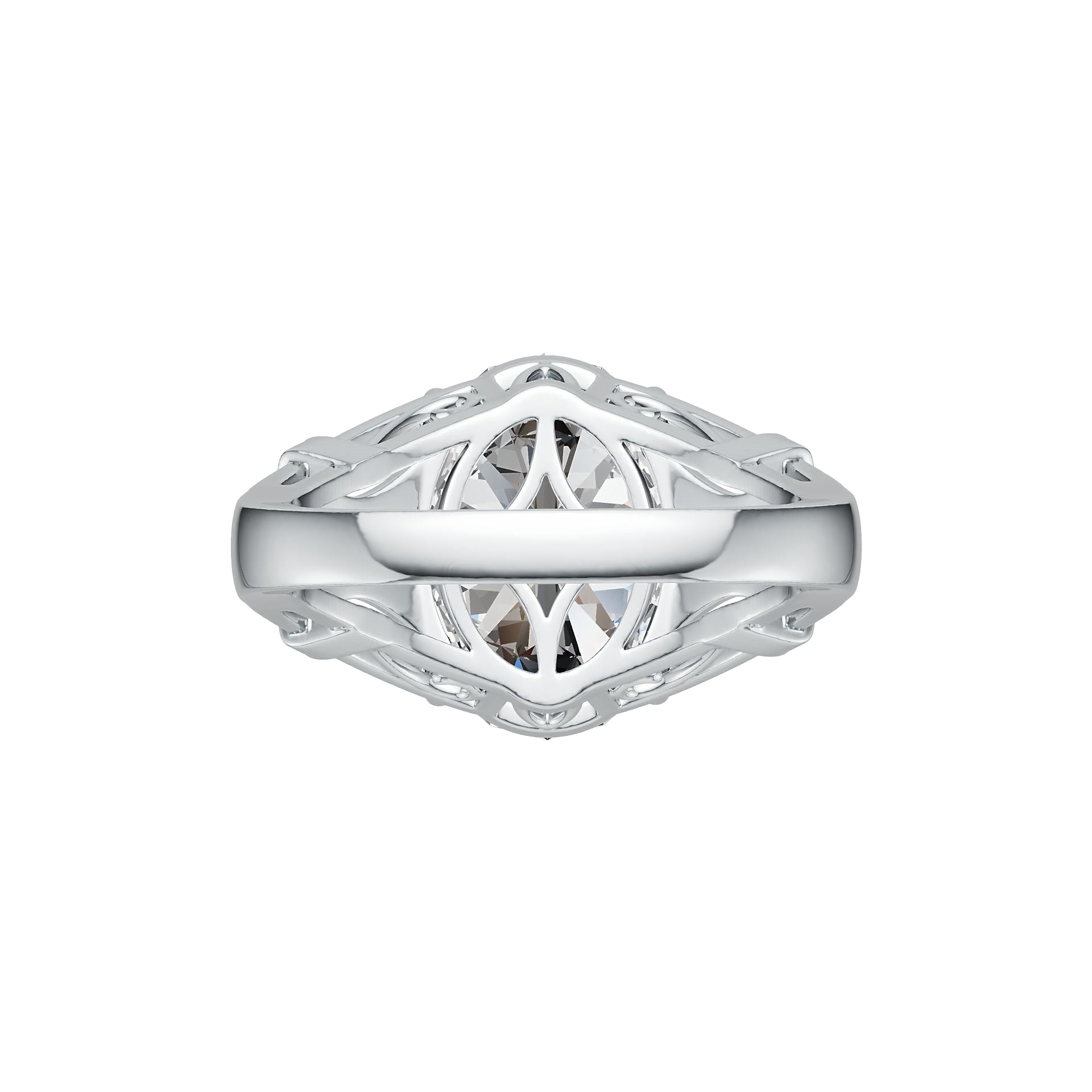 18K Gold Semi Mount Ring Setting Oval OV 16X12mm Diamond Accent DHJ