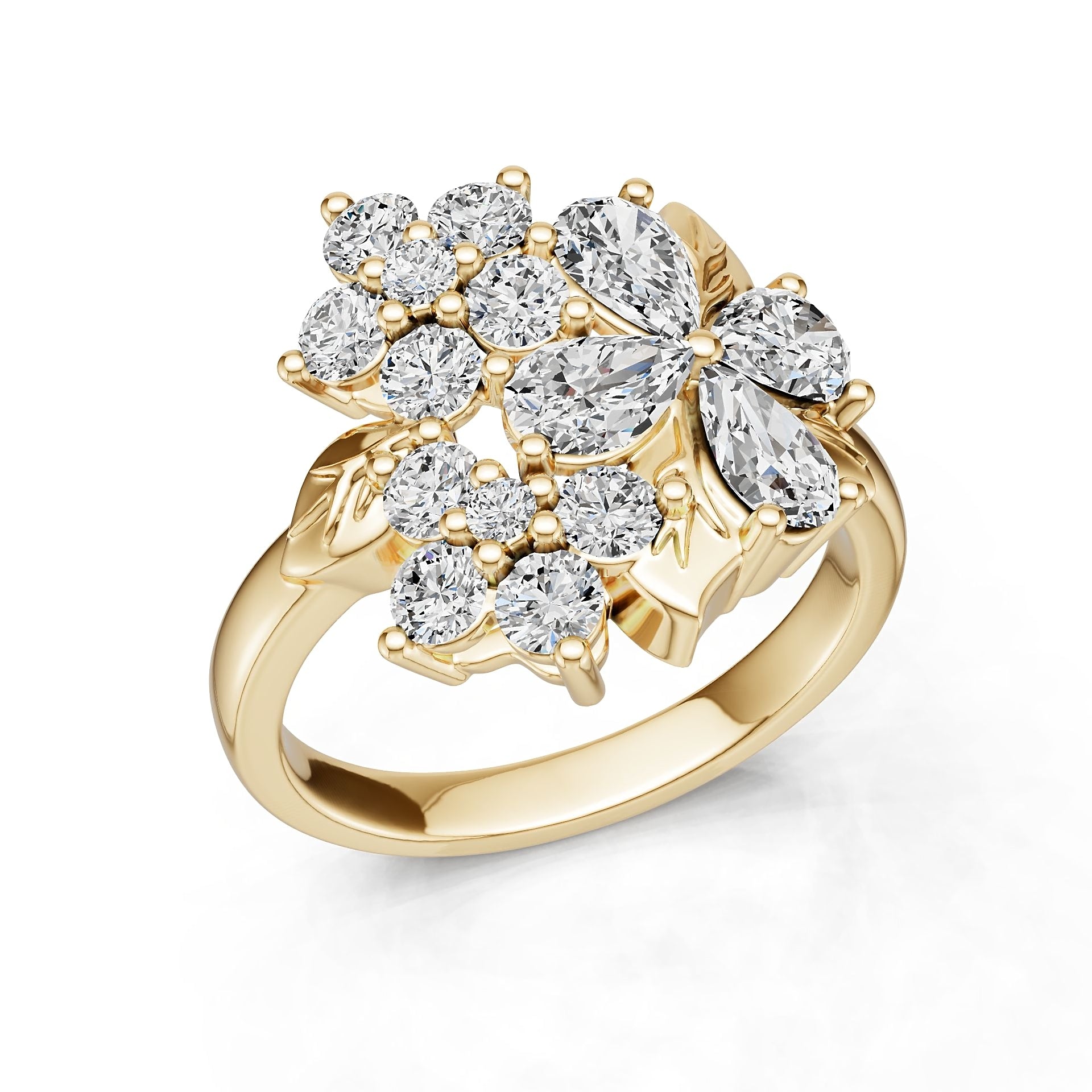 10K Gold Semi Mount Ring Setting Pear Pe 6x4mm Moissanite Accent Syz Jewelry