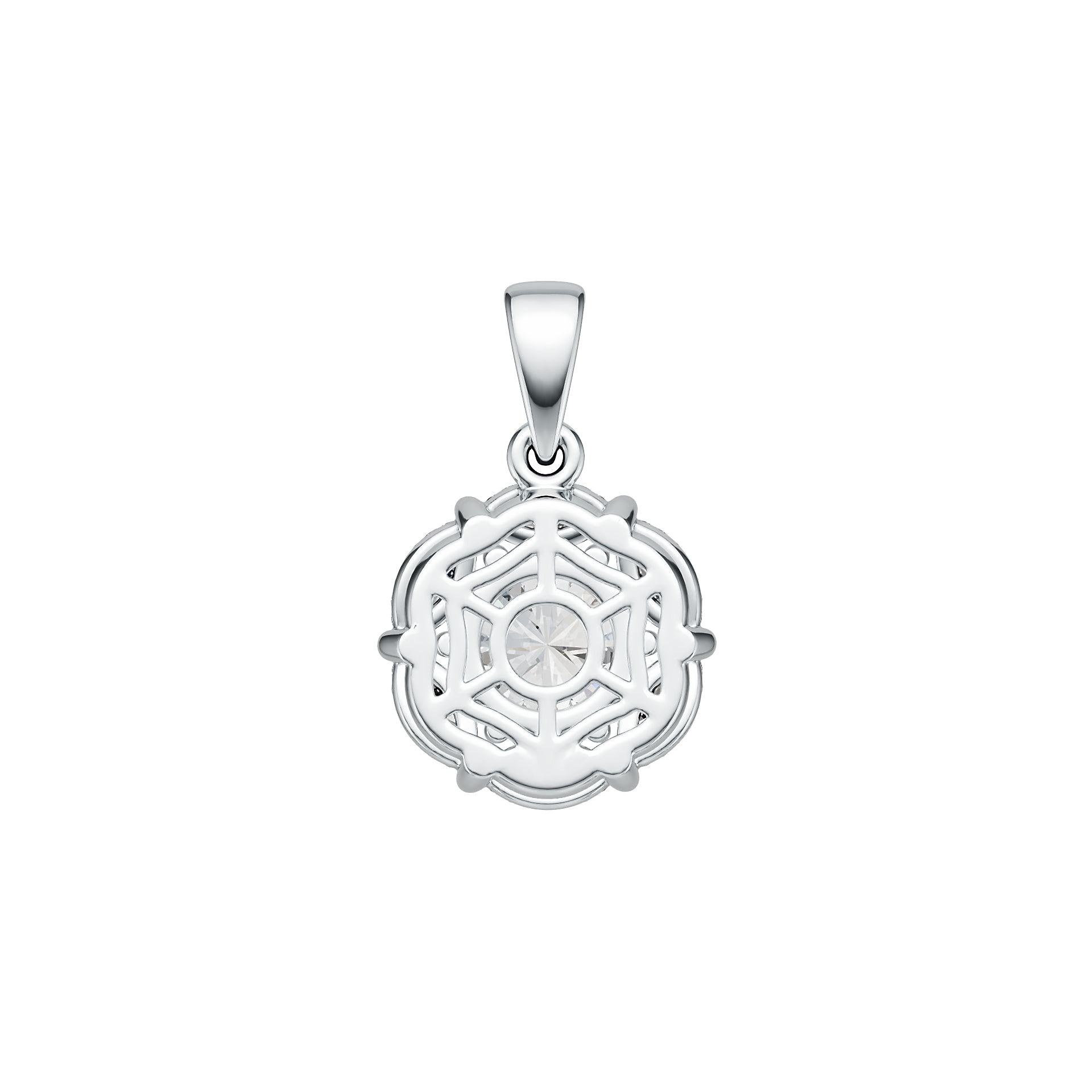 Sterling Silver Semi Mount Pendant Setting Round RD 8X8mm MQ 6X3mm DHJ