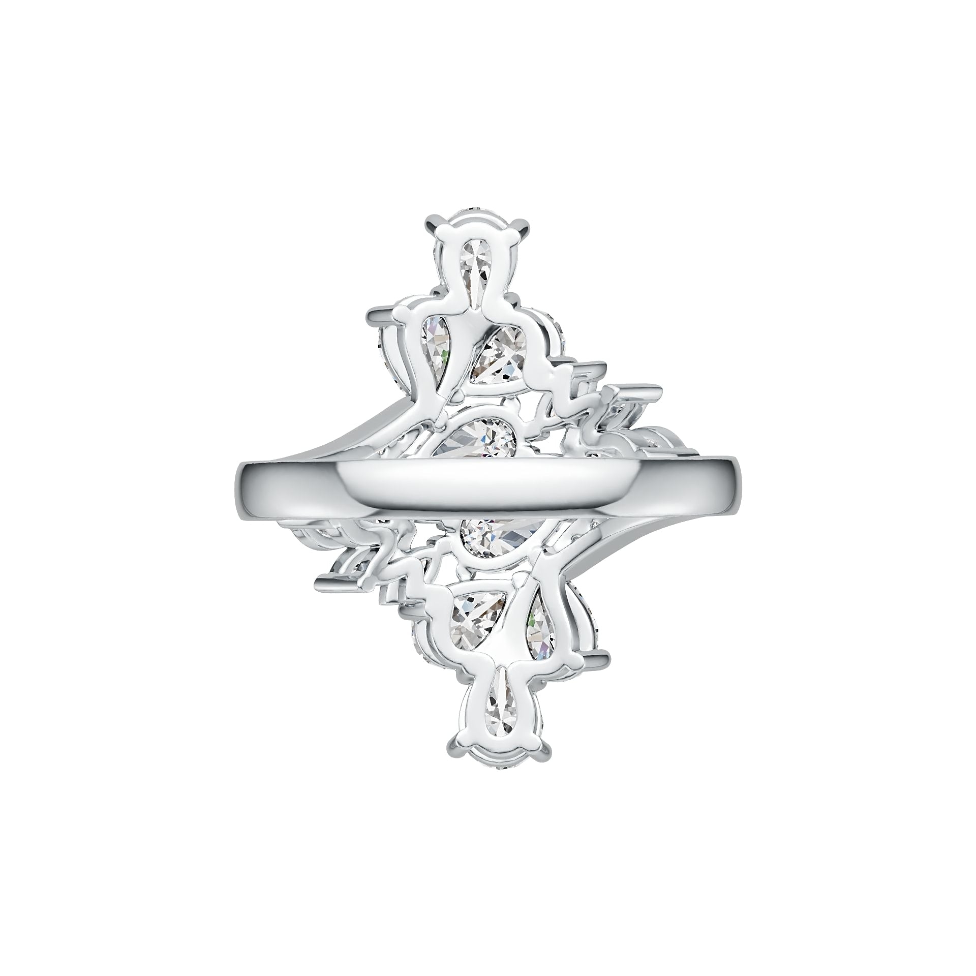 10K Gold Semi Mount Ring Setting Pear PE 6X4mm MQ 4X2mm Moissanite Accent DHJ
